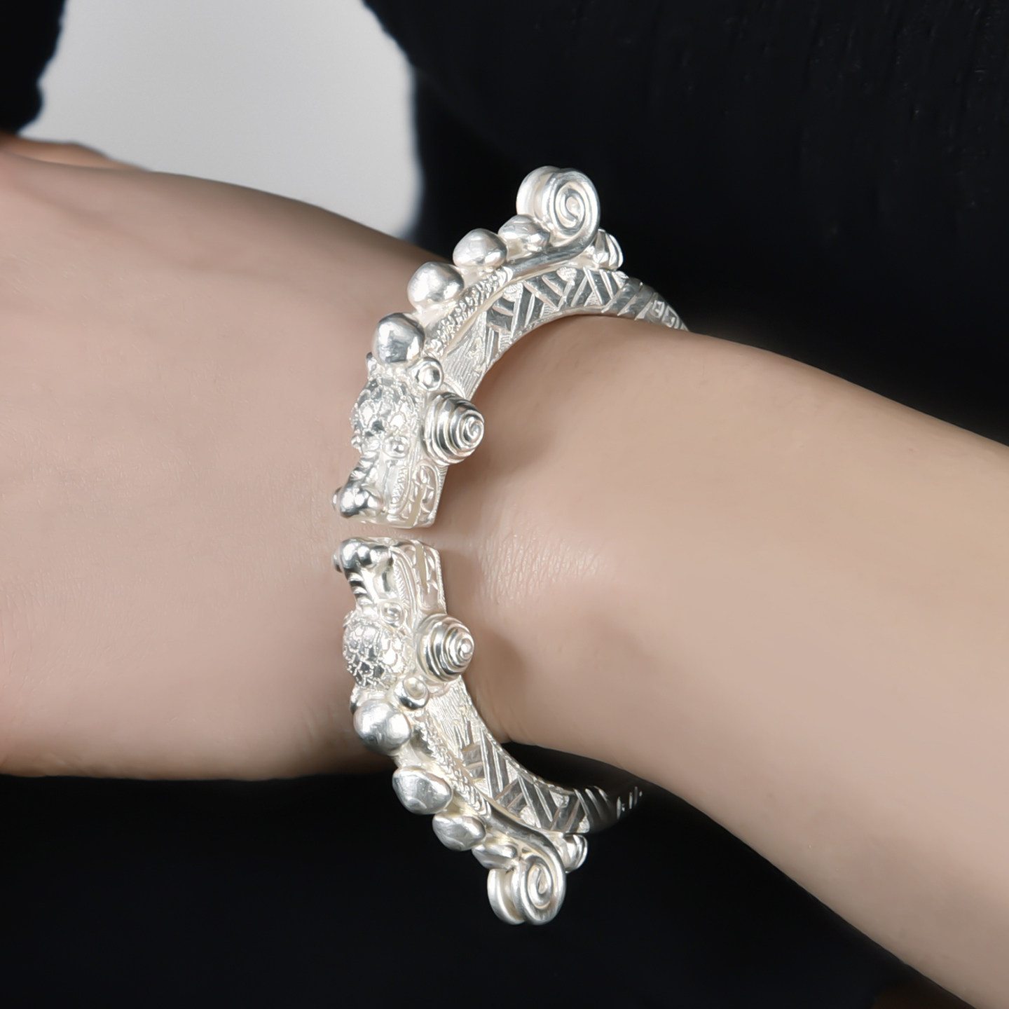 古风手镯女纯银中国风999纯银手镯中性男女活口时尚个性潮龙头,淘宝优惠券,粉丝福利购,淘宝优惠卷