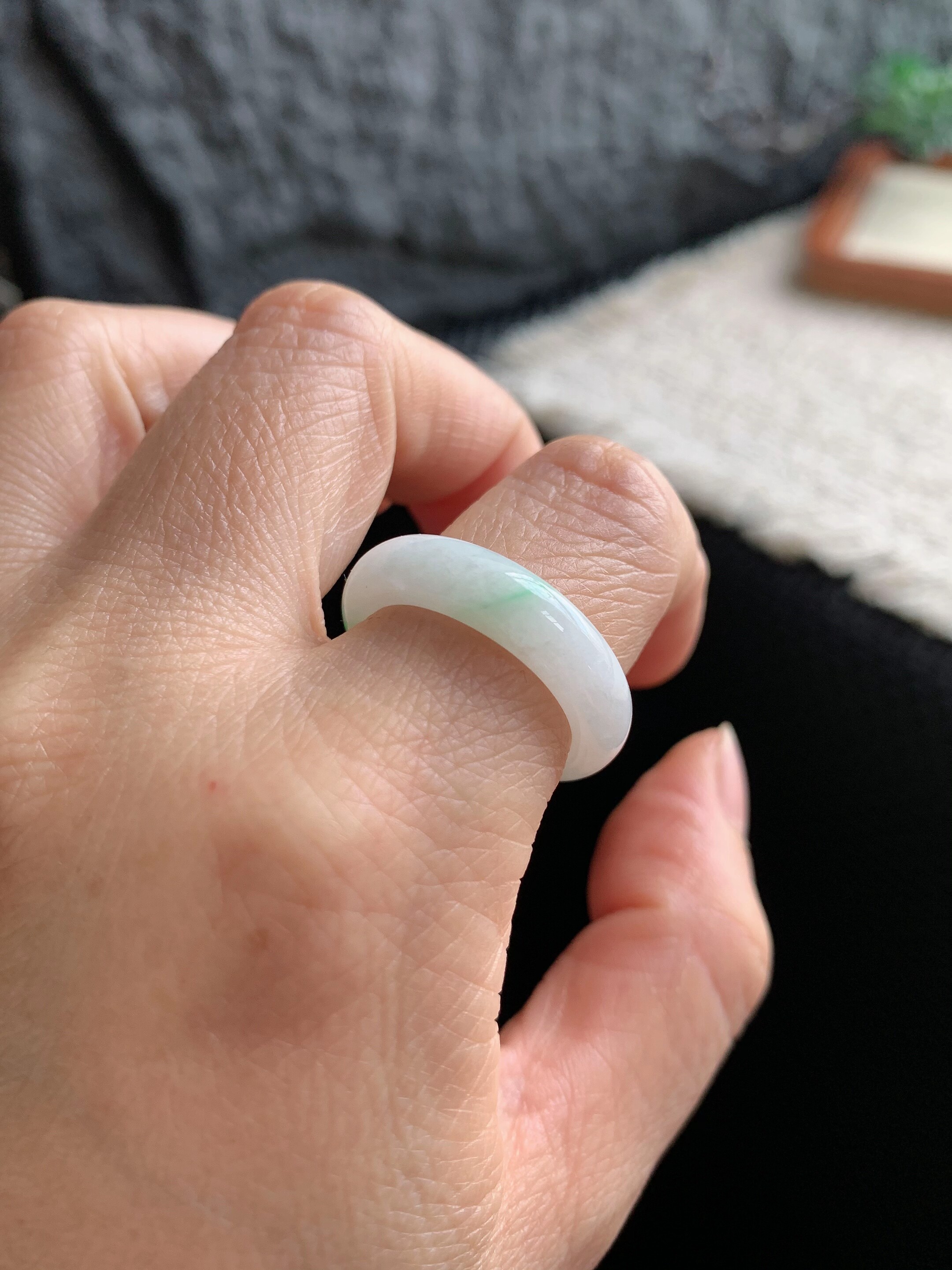 Jade ring ring ring ring 17/18 ring S178 natural a goods jade round ring plain ring Burmese material jade ring