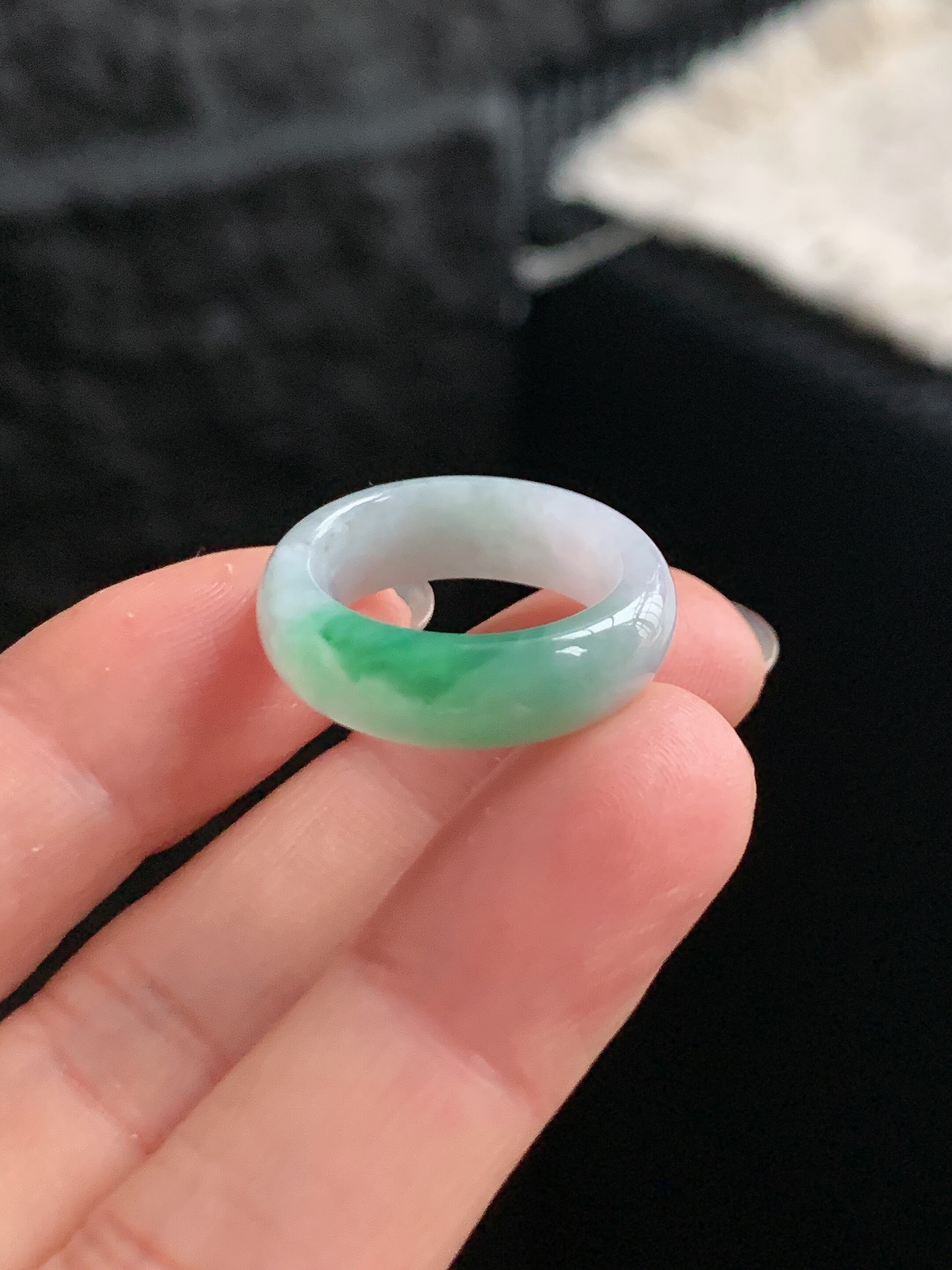 Jade ring ring ring ring 9/10 circle Y497 natural a goods jade round ring plain ring Burmese material jade ring