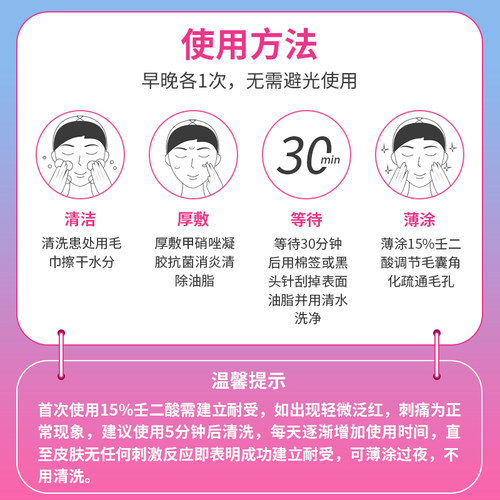 丽芙甲硝唑凝胶祛痘药膏闭口粉刺甲硝锉正品和壬二酸乳膏 - 图2