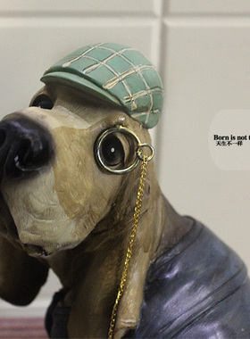 可爱风巴吉度绅士狗狗新房摆件