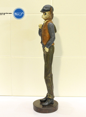 欧式风趣味样板房猫咪公仔摆件