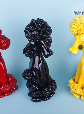 电视柜树脂可爱风贵妇狗软装摆件