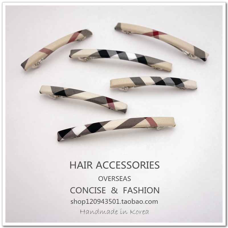 进口格子发夹弹簧夹一字夹边夹刘海夹顶夹马尾夹韩国发饰头饰横夹 - 图1