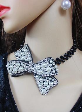 仿珍珠项链女蝴蝶装饰锁骨链项圈