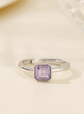 悦宝珠宝S925纯银紫水晶戒指