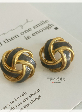 紫色玫瑰结耳夹 予美人vintage