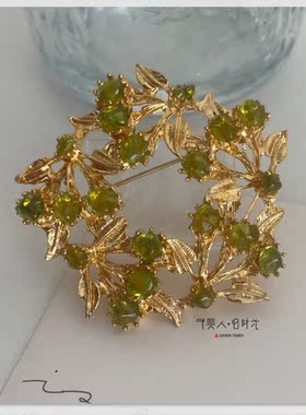 予美人vintage花环绿晶石胸针
