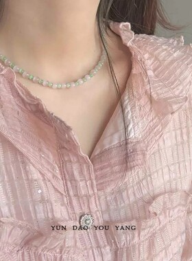 云岛有羊温柔甜美猫眼石串珠颈链