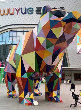 大型不锈钢切面熊 户外广场园林 商业街景观摆放金属几何动物熊雕