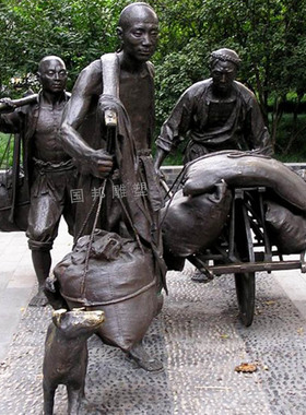 玻璃钢树脂仿铜皮影人物雕塑铸铜古代传统民俗小品雕像摆放商业街