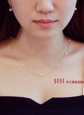 原创手作天然小米粒锁骨夏季珍珠