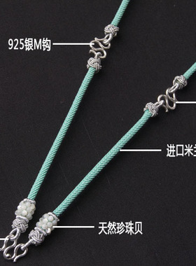 原创设计风925银挂绳佛牌链子