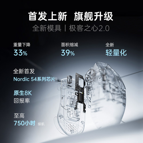 雷柏VT7 MAX无线鼠标3395轻量化双模双8K中大手人体工学电竞游戏 - 图3