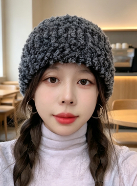 韩系复古秋冬保暖显脸小针织帽女
