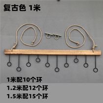Factory Solid Wood Retro Clothing Shop Display Rack Shop Furnishing Rack Clothing Store Rings Hang Clothes Hanger Hemp Rope Pendant