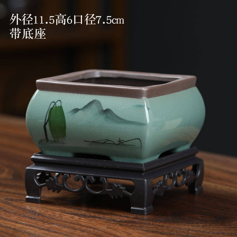 桌面创意陶瓷花盆阳台多肉粗陶透气小盆景花盆紫砂盆哥窑盆禅意盆,淘宝优惠券,粉丝福利购,淘宝优惠卷