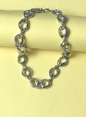 欧美跨境饰品椭圆形链条首饰个性时尚朋克风街拍项链毛衣链