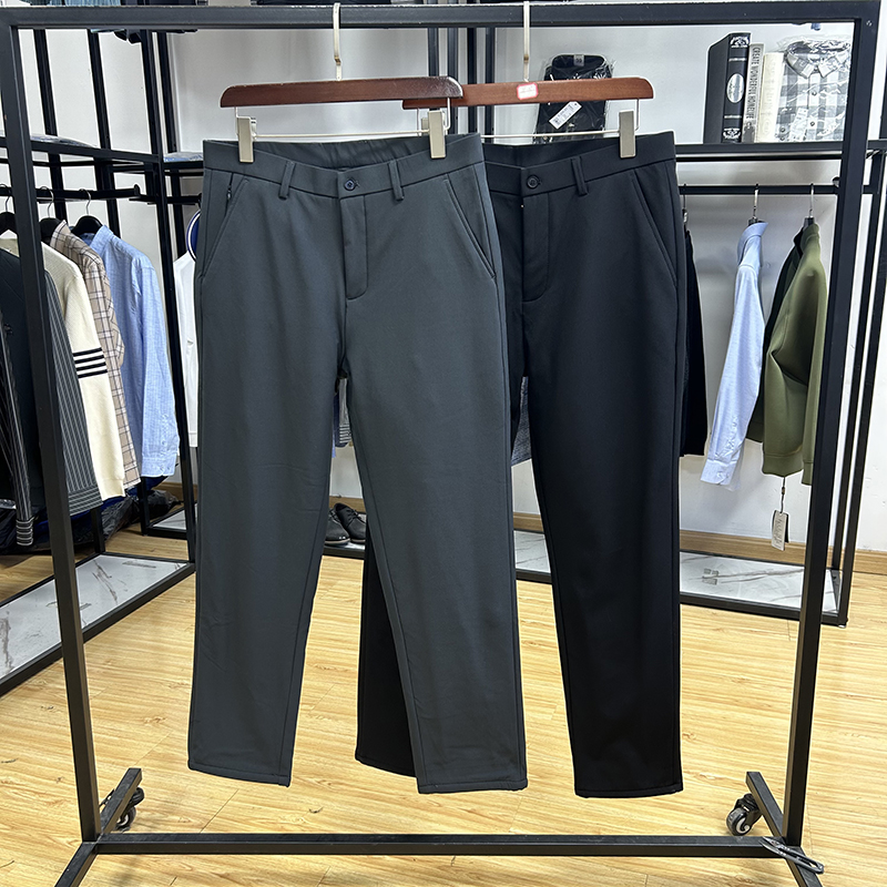 90鹅绒，加厚不臃肿保暖商务休闲外穿羽绒裤秋冬防风修身直筒长裤 - 图0