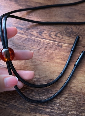 简约小领带领绳女复古小圆波洛领带高透咖衬衣领结bolo tie小配饰