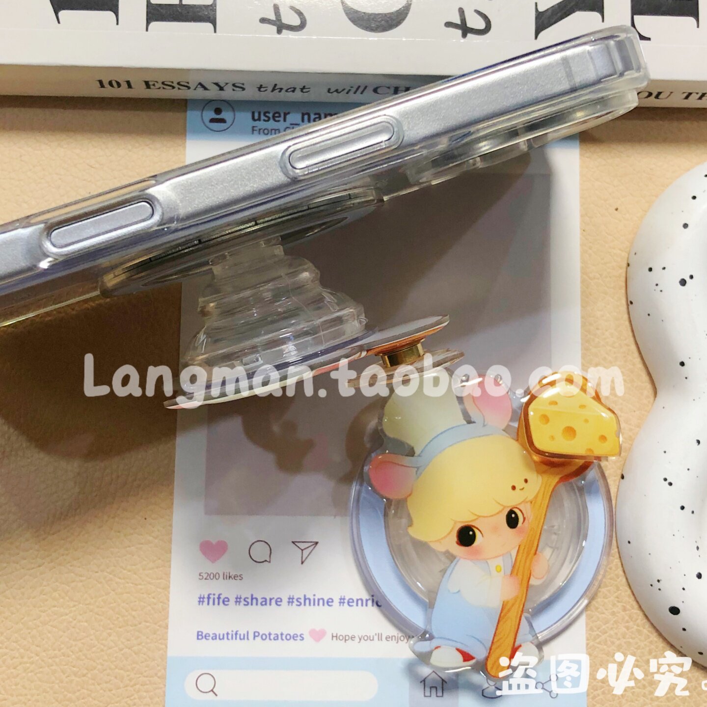 Cute chef magnetic ring with rotatable phone holder