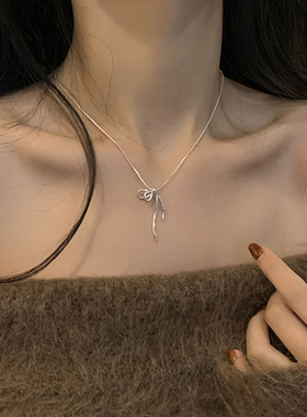 气质灵动飘带项链锁骨链毛衣链