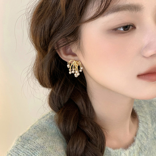 迷度S925银针灵动烟花珍珠耳环耳钉轻奢高级感耳饰独特优雅设计感 - 图0