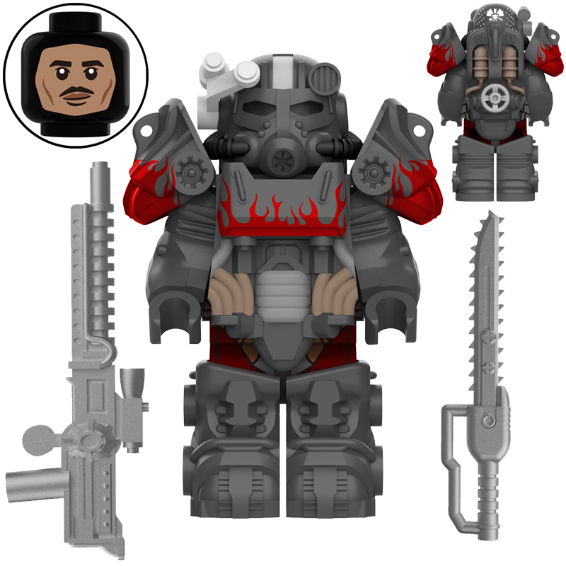 fallout辐射T60动力甲迷彩第三方拼装积木人仔玩具MY706 - 图0