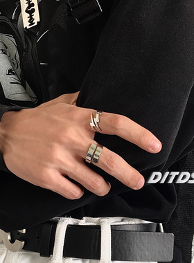 深海小众不褪色开口钛钢ins戒指