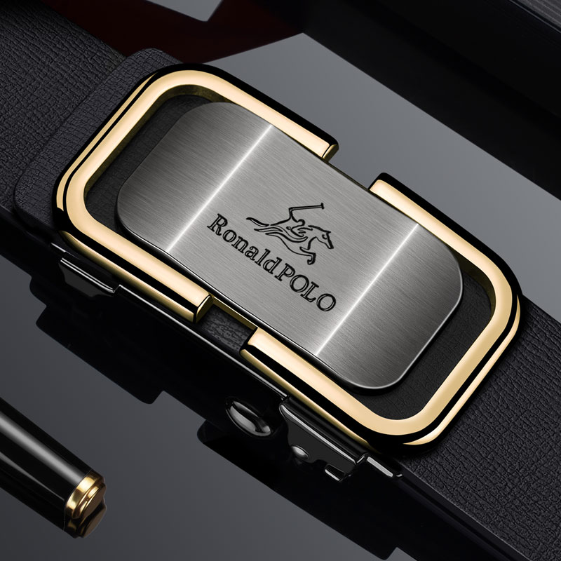 保罗男士皮带真皮纯牛皮无牙自动扣商务2024新款腰带年轻人裤带潮