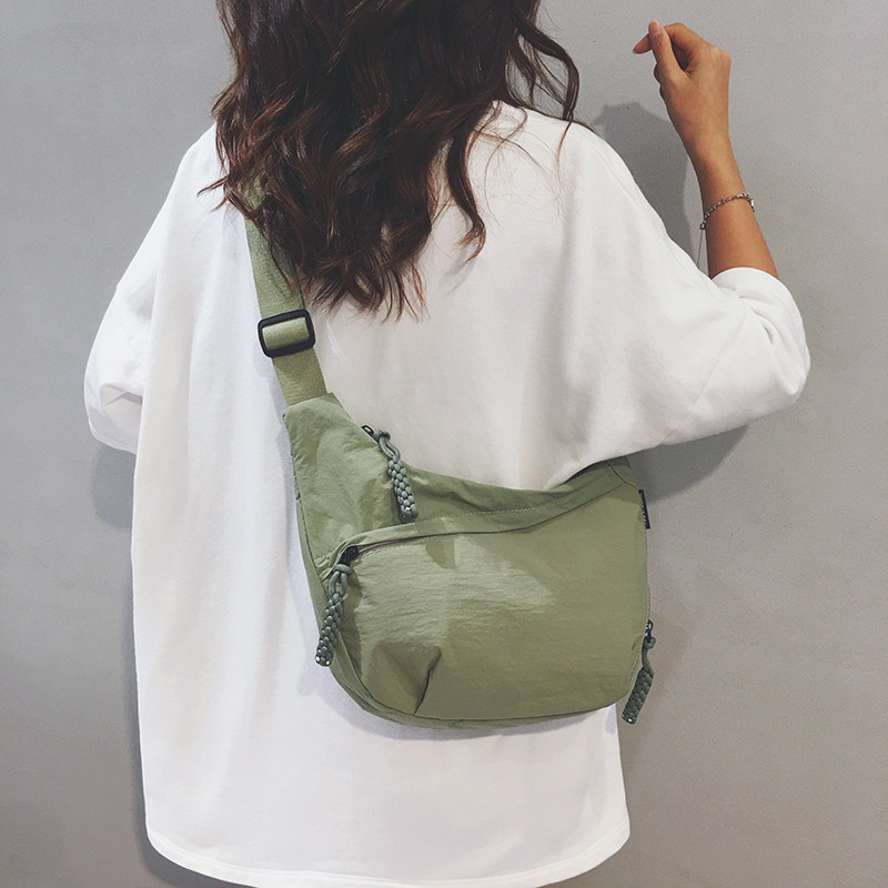 Linglan five-color simple and fashionable canvas cross-body dumpling bag
