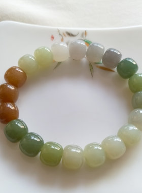 新疆和田玉多宝手串单圈女手链9*10mm老型珠