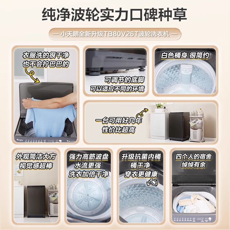 小天鹅洗衣机官方店家用全自动大容量波轮8/10/12KG小型租房甩干-图0