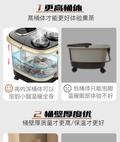 港德 足浴盆泡脚桶中老年电动按摩洗脚盆足脚按摩器 家用加深洗脚 - 图0