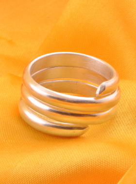 文泽百岁银坊三环戒指银饰足银