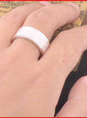 文泽百岁银坊方形磨砂手工戒指