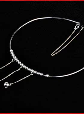 文泽百岁银坊足银珠子99银项链银吊坠银项圈手工定制包邮NO1493