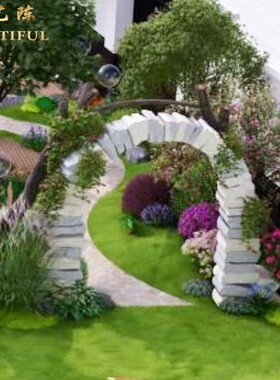 泡沫硬化雕塑门头拱桥景观装置