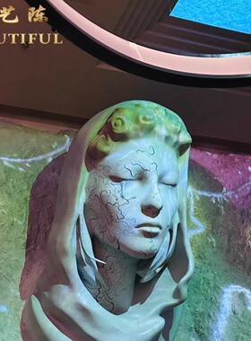 定制网红酒吧艺术泡沫雕塑人脸墙