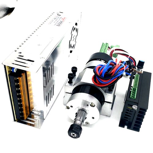 ws55-22 ER11无刷主轴电机 主轴+驱动+电源+固定夹 500W 4件套 - 图3