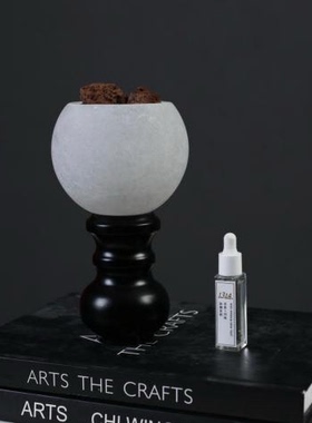 现代轻奢卧室酒店床头无明火玉石香薰金属摆件家居样板间装饰品