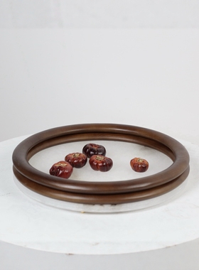 天然石材果盘高端轻奢家居摆件样板间餐边柜装饰云石托盘茶几摆设