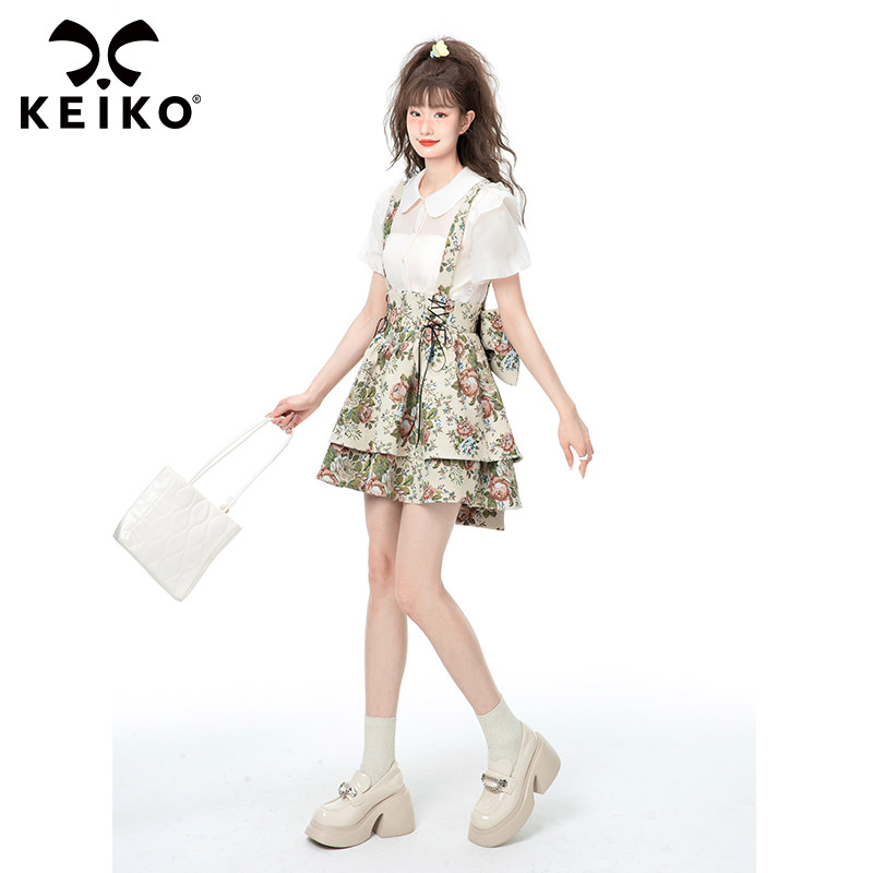 华丽织锦碎花提花背带2023半身裙 凯莉欧服饰半身裙