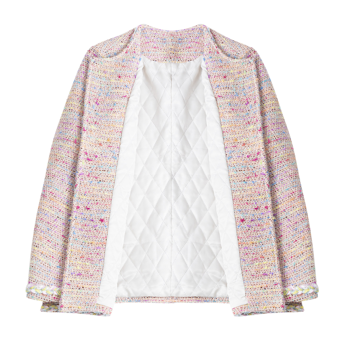 KEIKO [夹棉]小香风编织粗花呢外套春季温柔法式粉色短款毛呢大衣,淘宝优惠券,粉丝福利购,淘宝优惠卷