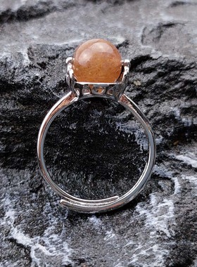 转运珠天然水晶玉石玛瑙戒指 白铜镀银活口可调节指环女 淘宝