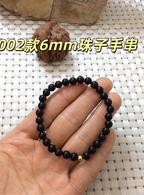 墨玉天然玉石手串女士圆珠子手链