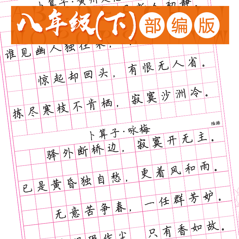 初中生同步写字八下年级初二8下配部编人教版学生同步字帖下册楷书荆霄鹏初中语文同步字帖练字字帖硬笔书法练字本字帖-图3