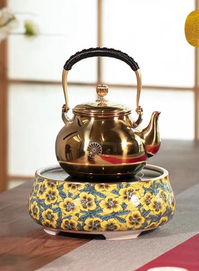 莺歌烧 新品电陶炉静音九谷彩绘茶炉家用无线遥控薄款烧水煮茶炉
