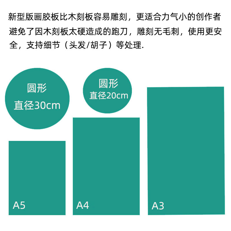 包邮新型版画胶板绿色pvc软胶板雕刻橡胶板A1A2A3A4A5多规格可选-图0