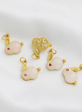 沙金包金保色仿和田玉兔子吊坠